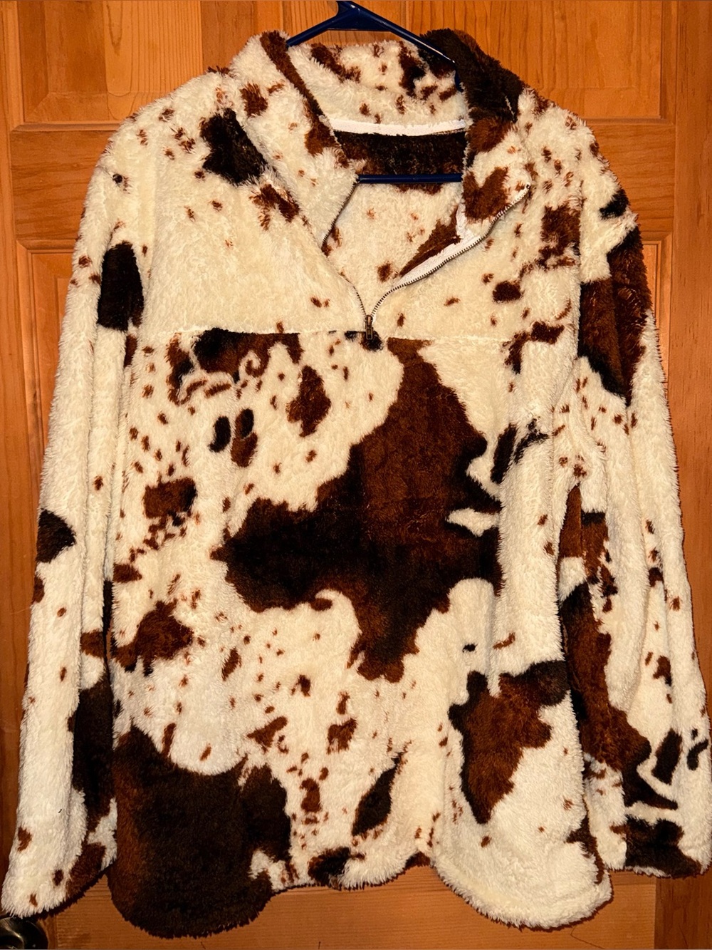 Cozy Brown and Cream Sherpa Half-Zip Pullover Sweater